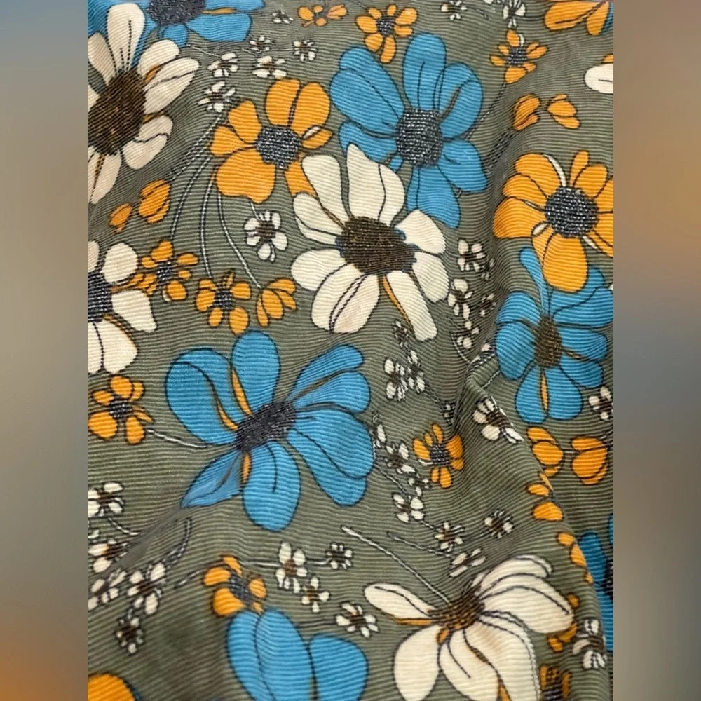 Vintage hobo 70s corduroy floral purse, shoulder bag tote